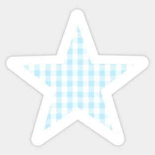 Soft Blue Gingham Star Sticker